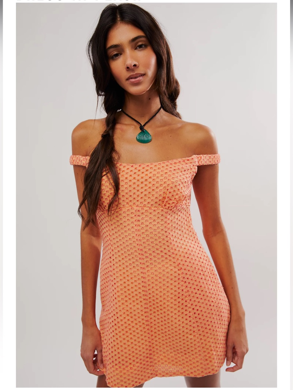 FREE PEOPLE Berry Kiss Peach Mini Dress Medium Boho Coquette Feminine